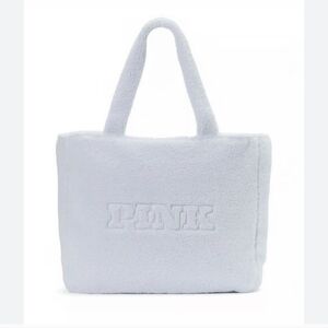 Victoria's Secret PINK Plush Blue Teddy Large Tote Bag  light blue